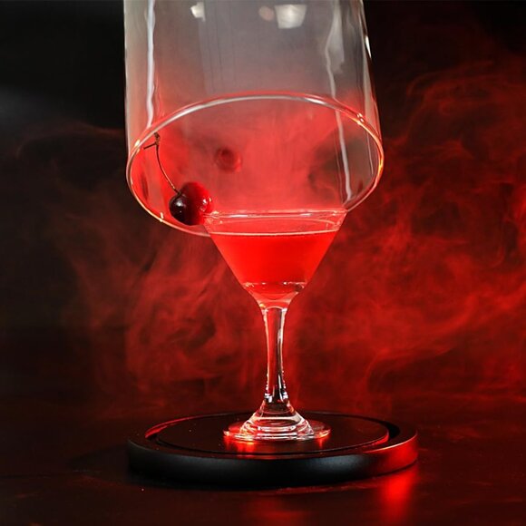 Smoking Cloche For Food Drinks With Wood Base, Cocktails Smoke Infuser Accessory - Picture 9 of 10